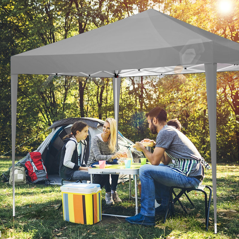 3 x 3m Gazebo, Waterproof Folding Tent with 4 Side Panels, Grey