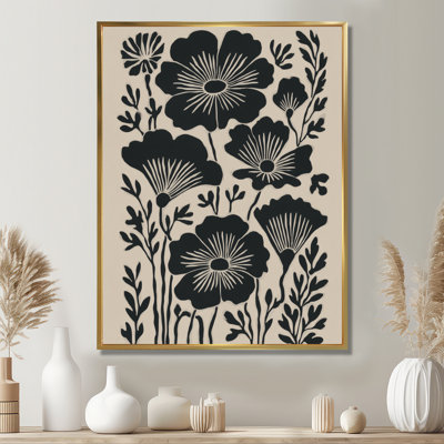 Bleuet Meadows dans des tons de noir et de beige - Art mural sur toile fleurs de bleuet