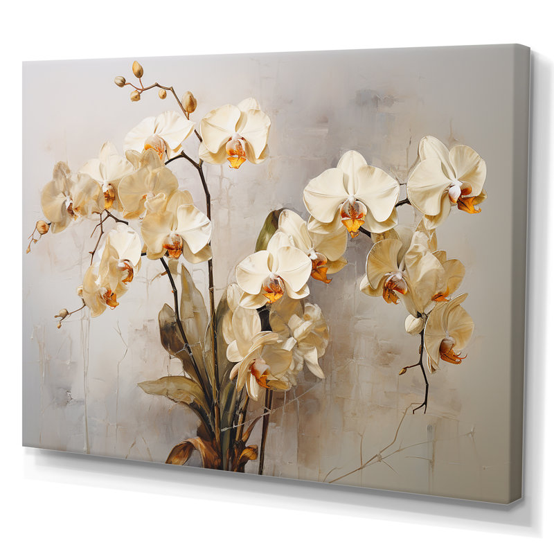 Minimalisme, fleurs d'orchidées délicates abstraites - orchidées murales, Toile tendue, H 30 po x l 40 po x P 1,5 po