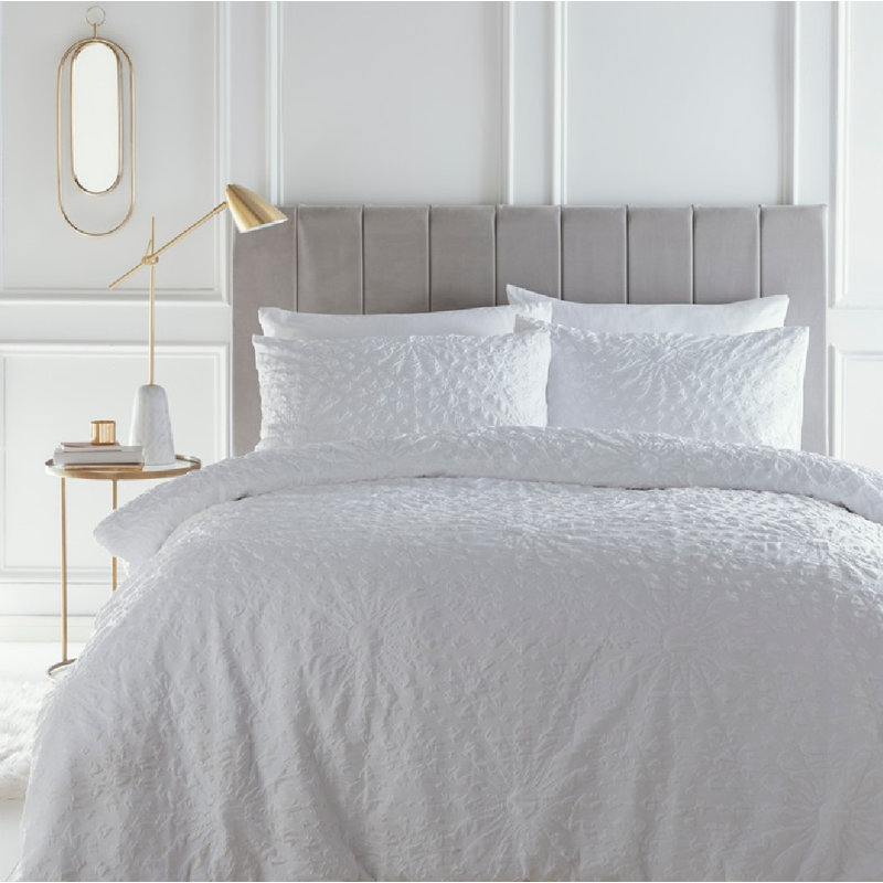 White 64 TC Duvet Cover Set, 200 x 200cm Duvet Cover + 2 Standard Pillowcases