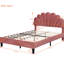 Lit pour tête de lit double en velours pleine fleur - rembourré, rouge pâte de haricots, structure en bois robuste, sans sommier tapissier, très grand confort, assemblage partiel avec plateforme, lattes de soutien,-2102715758-2102715744