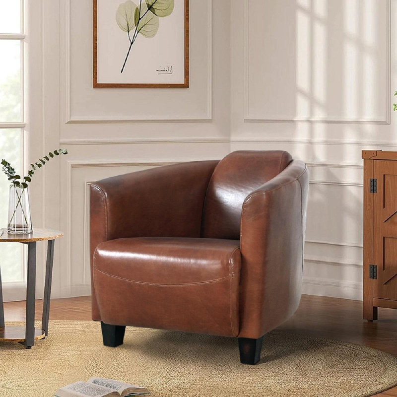 Fauteuil demi-tonneau en cuir Vicenza