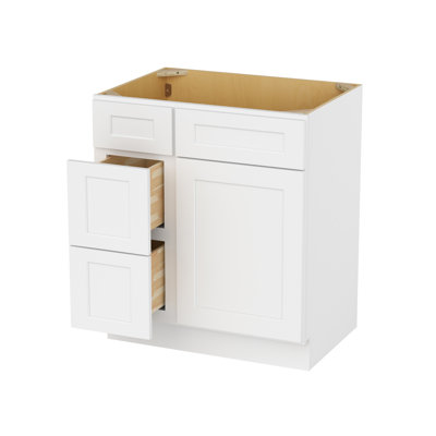 Bases-Drawers Left 30" × 21" × 34.5"Camlock Easy to Assemble Vanity Cabinet