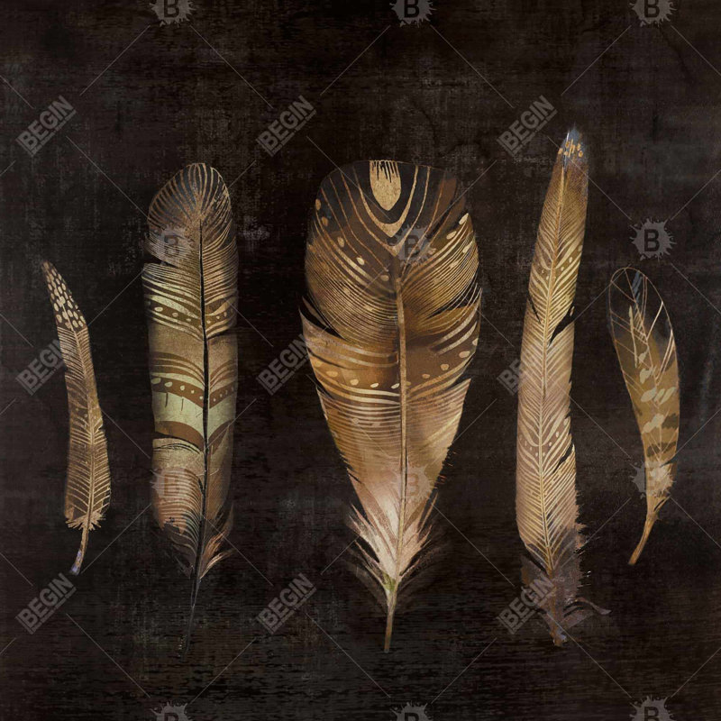 Brown Feather Set | Bohemian Canvas for Home Decor