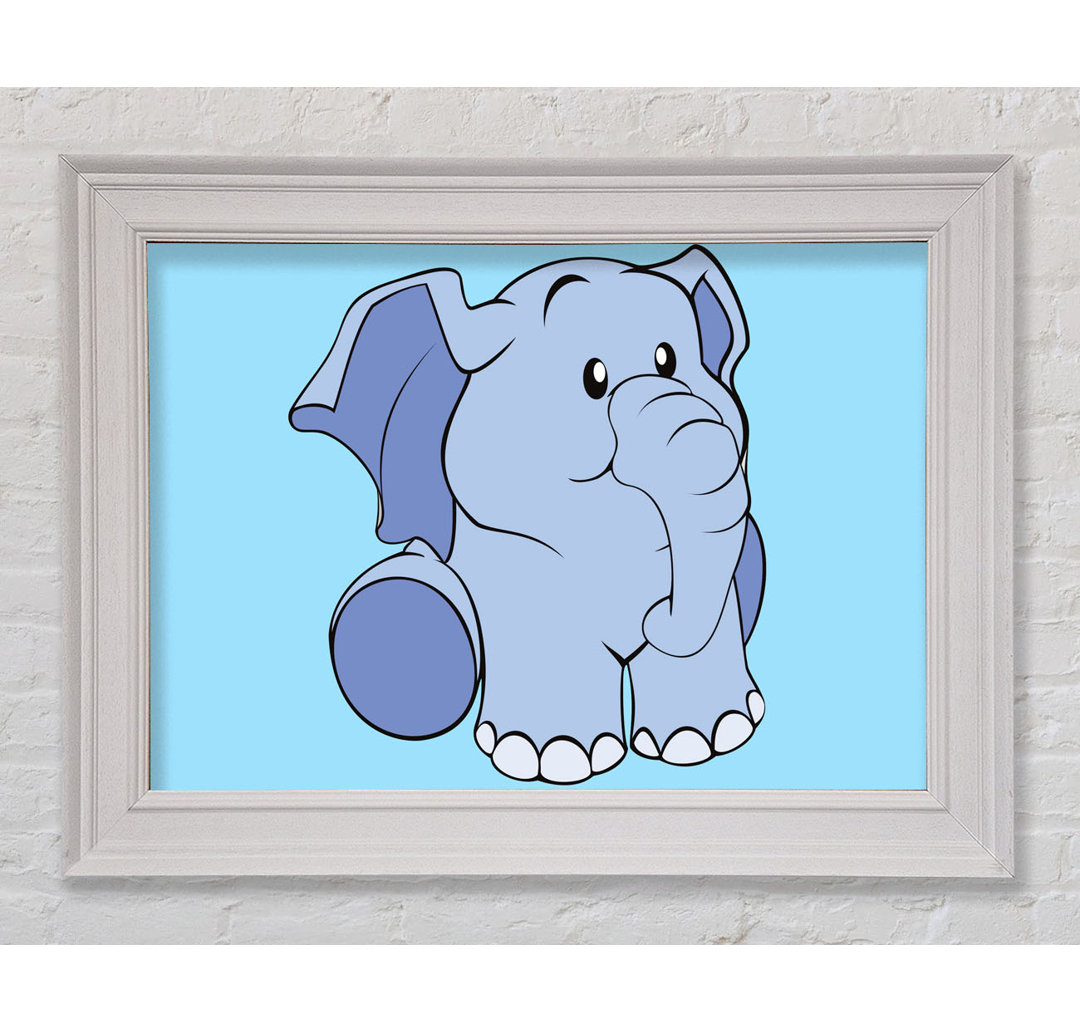 Gerahmtes Wandbild Happy Baby Elephant White