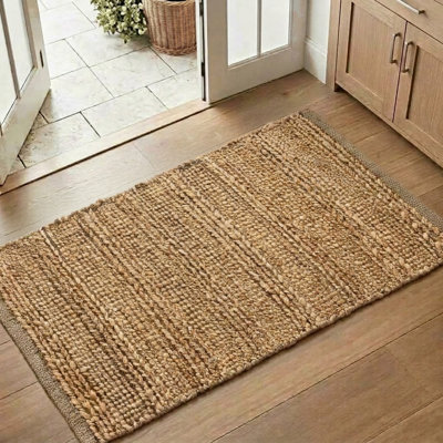 Modern Farmhouse Handmade Natural Fiber Jute Indoor Area Rug with Cotton Backing