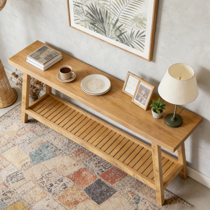 2-Tier Sofa Table,Console Table, Light Brown