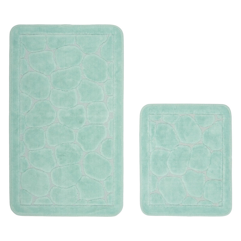 Ensemble de 2 tapis de bain Millgrove, Vert mer
