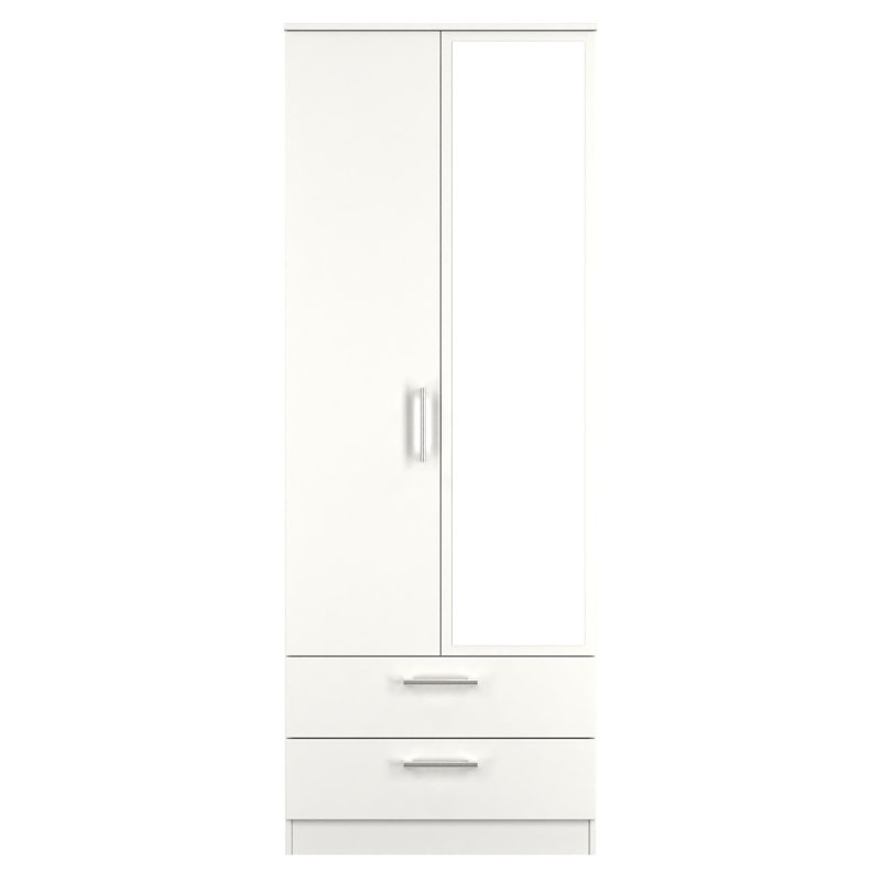 Beraud 2 Door 2 Drawer Mirrored Robe , 196'' H x 74'' W x 53'' D, Grey Matt