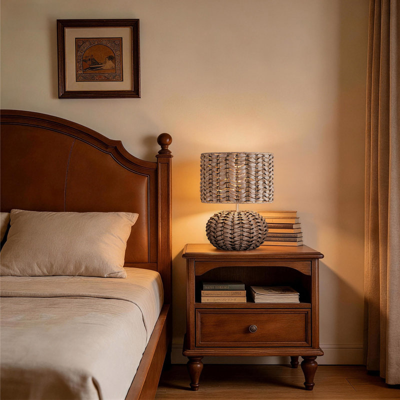 Lampe de table en rotin 15,67 "avec ampoule