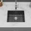 Évier de cuisine en quartz - Évier de bar encastrable en composite de granit noir 21 po x 18 po x 9,65 po