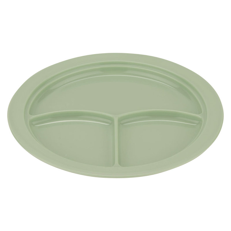 Assiette à 3 compartiments - Assiette plate en mélamine de 10 po allant au lave-vaisselle de qualité commerciale, ensemble de 12