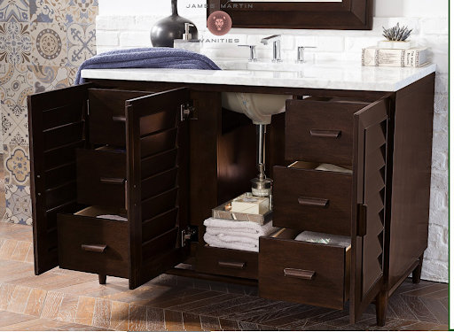 Portland 48'' W Vanity, Whitewashed Walnut, Widespread, Siberian