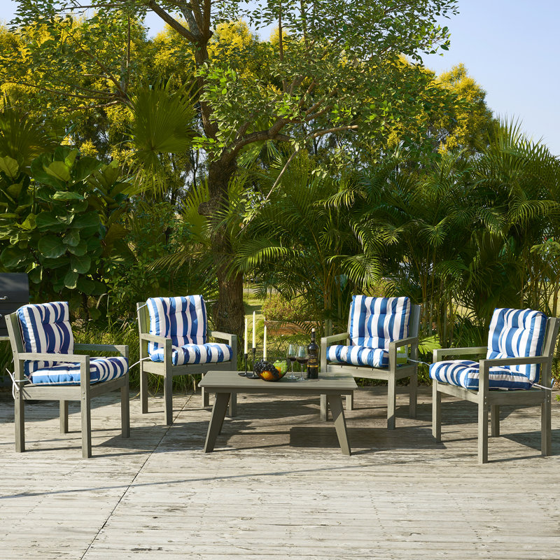  Outdoor Chair Cushions Set Of 4,40"X20"X4",Low Backtufted Thick Outdoor Wicker Lawn Seat Cushion With Ties For Patio Furniture,Floral