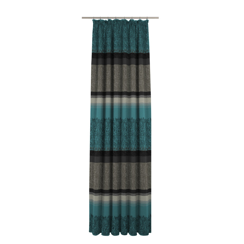 Rossett Room Darkening Curtain Single Panel, 132cm Width x 245cm Drop, Blue/Gray