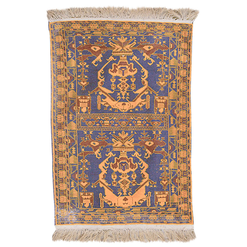 Hand Knotted Wool Area Rug in Navy