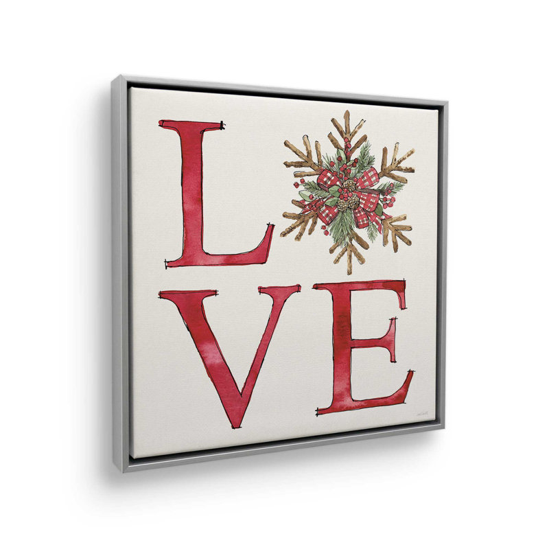 «Holiday Love», impression sur toile encadrée, Cadre flottant en chrome poli, H 16,75 po x l 16,75 po x P 1,75 po