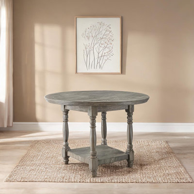 Table de salle à manger avec détails en bois massif, 137 cm (54 po), quatre places assises et rangement pour salle à manger