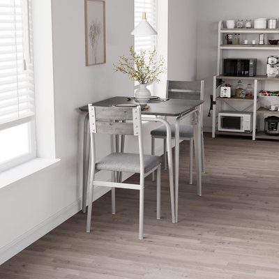 3-Piece Dining Table Set for 2, Space-Saving Square Dinette with Cushioned Chairs and Steel Frame for Kitchen, Apartment, or Small Dining Spaces
