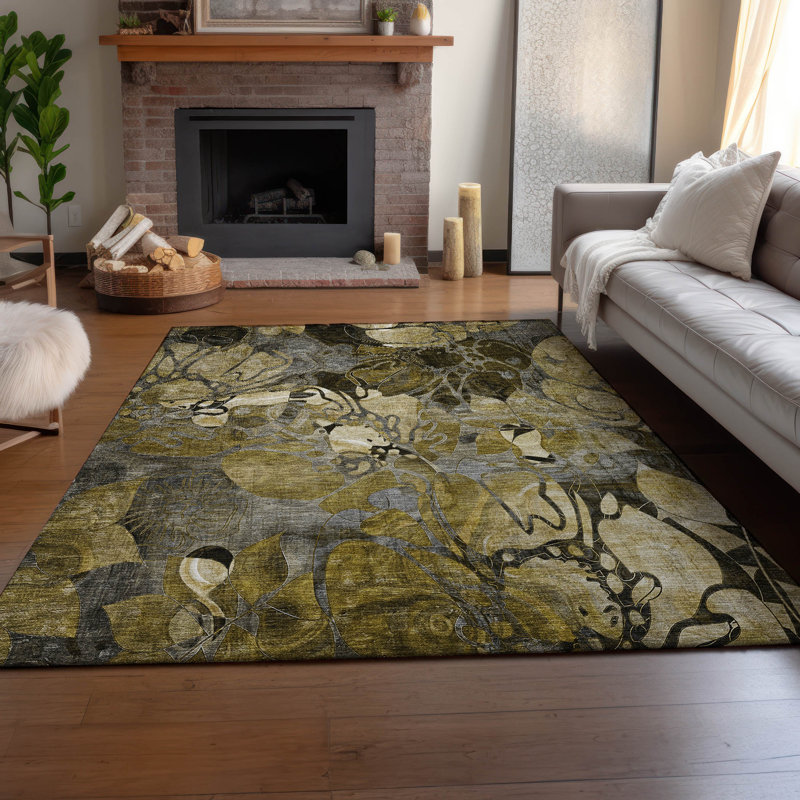 Tapis brun Cerrito AMF558 lavable à la machine de qualité supérieure, Rectangle 10 pi x 14 pi