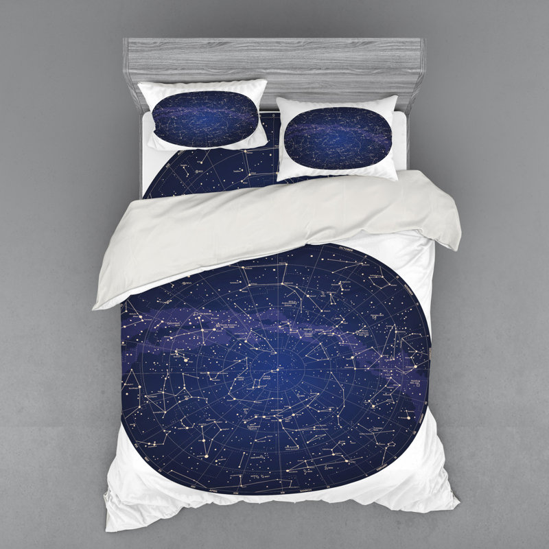 Constellation Modern & Contemporary Polyester Geometric Shapes Duvet Cover, Queen Duvet Cover + 3 Additional Pieces