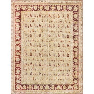 One-of-a-Kind Rectangle 8'6" X 11'1" 1920s Wool Area Rug in Beige/Red