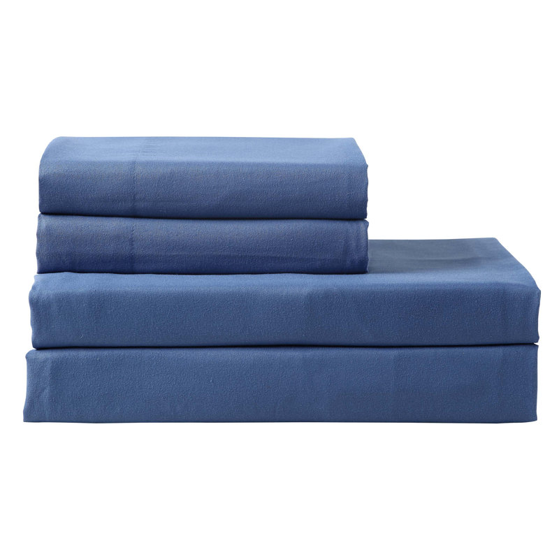 Harbor Home Solid 300-Thread Count Cotton Sheet Set, Navy, Full