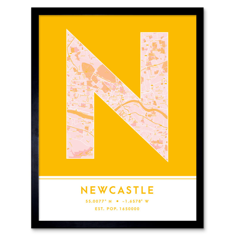 Newcastle England United Kingdom City - Single Picture Frame Typography