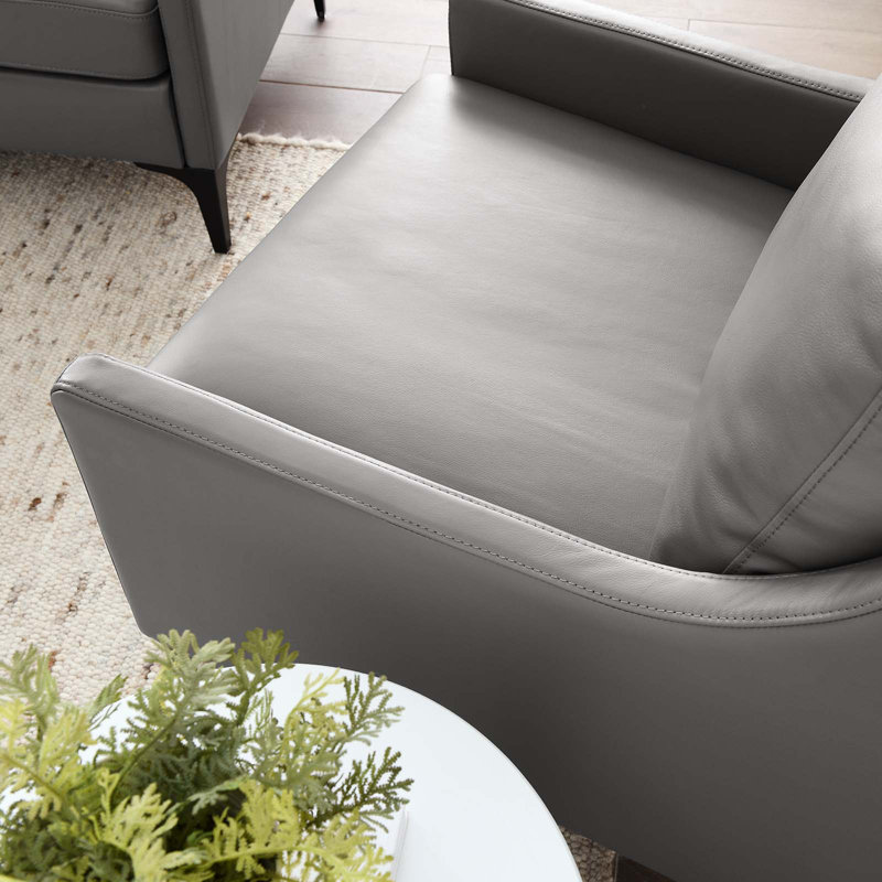 Fauteuil en cuir Corland, Similicuir gris