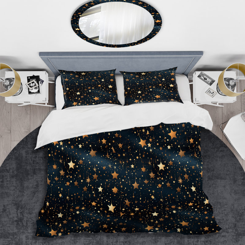 Glamorous Blue Midnight Stars Galaxy - Ensemble de housse de couette abstrait