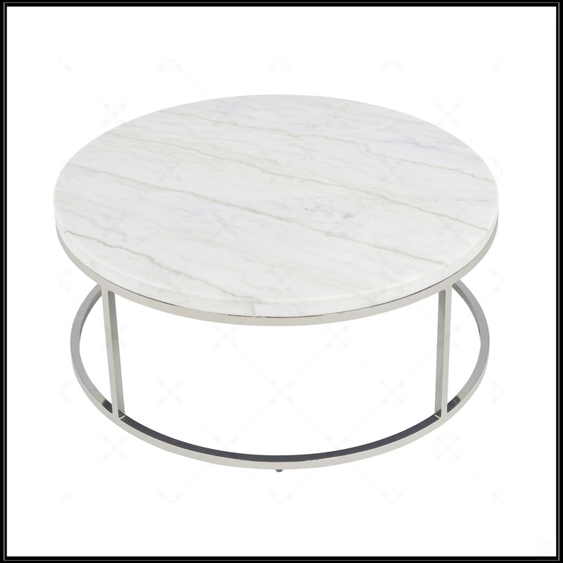 Mable Top And Nickel Finish Coffee Table