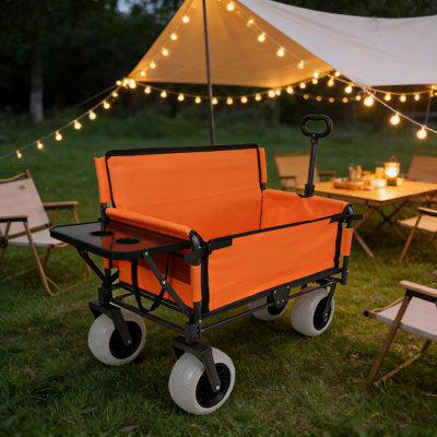 Chariot pliant robuste avec auvent l 49 po x P 26 po avec roulettes pivotantes à 360 ° pour la plage, le camping et le magasinage