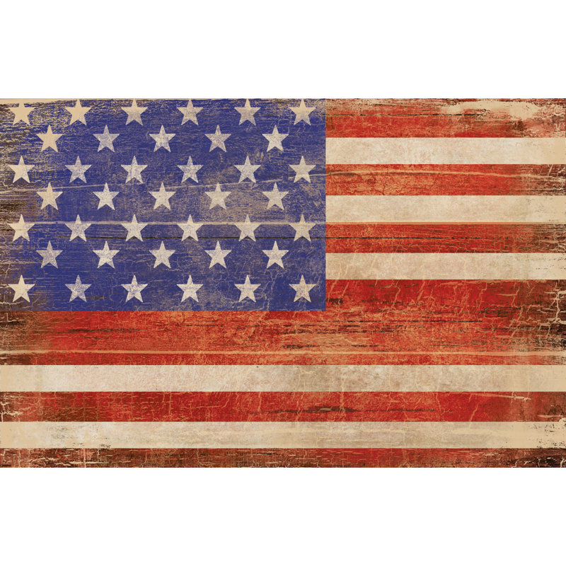 Rustic American Flag 2 - Wrapped Canvas Art Prints, 30cm H x 46cm W x 3.8cm D