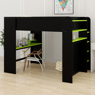 Lit superposé avec bureau à hauteur réglable