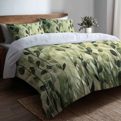 Botanical Leave Garden I Duvet Cover - Green Foliage Bedding Set