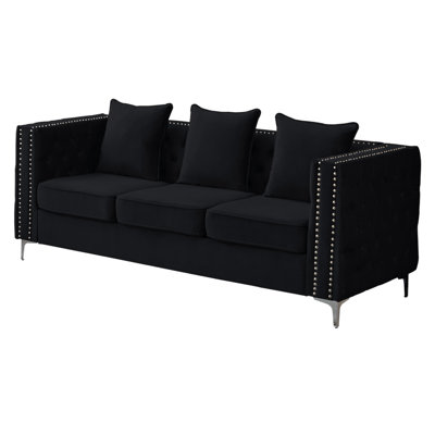 Vanida Charterhouse 86.4" Velvet Tuxedo Arm Sofa by Mercer41