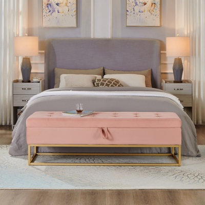 Banc de lit capitonné 58,6 po avec rangement