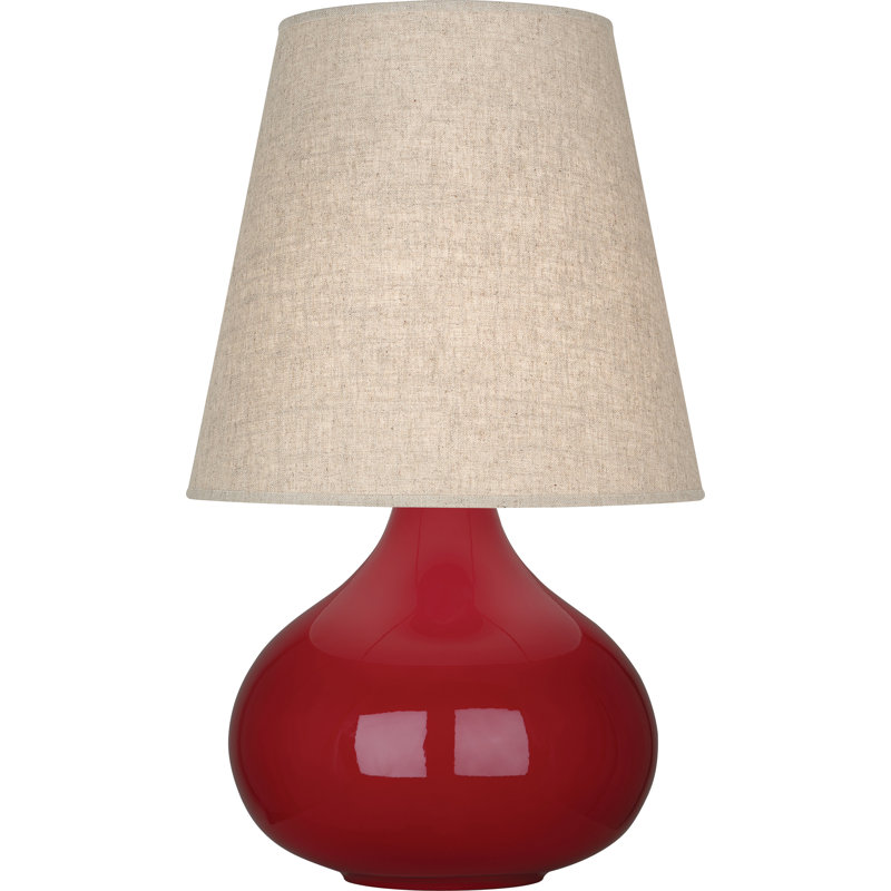 June 24" Table Lamp, Oxblood, Buff Linen