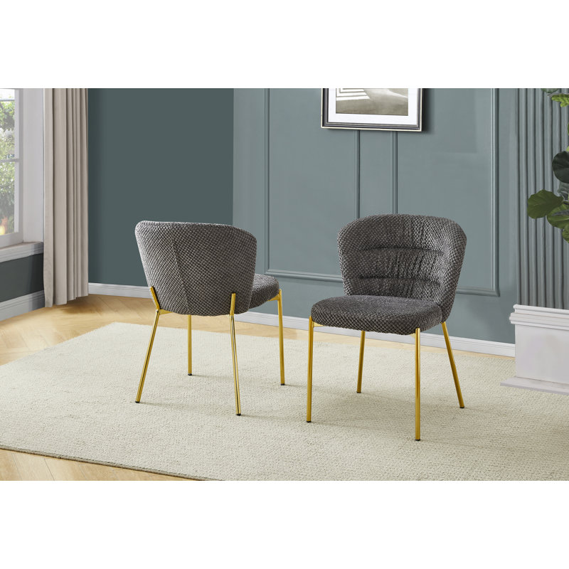 Chaises d'appoint moelleuses uniques avec pieds plaqués, Gris foncé, Doré