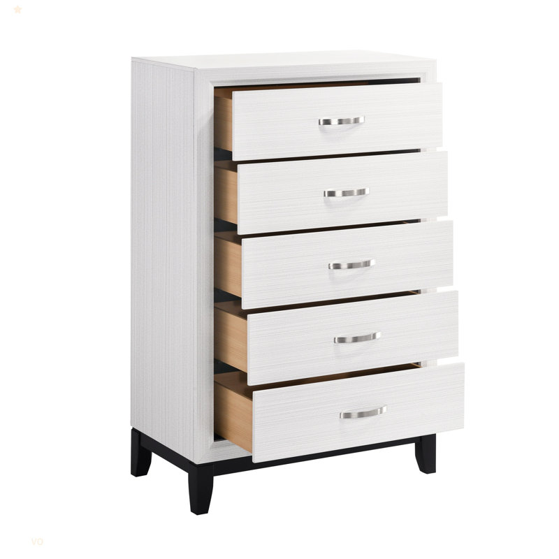 Commode en bois massif 1 chambre, Blanc