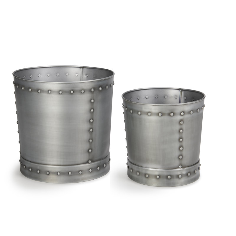 Ensemble de pots de fleurs en acier 2 pièces maytown, Zinc, H 9 po x l 9 po x P 9 po