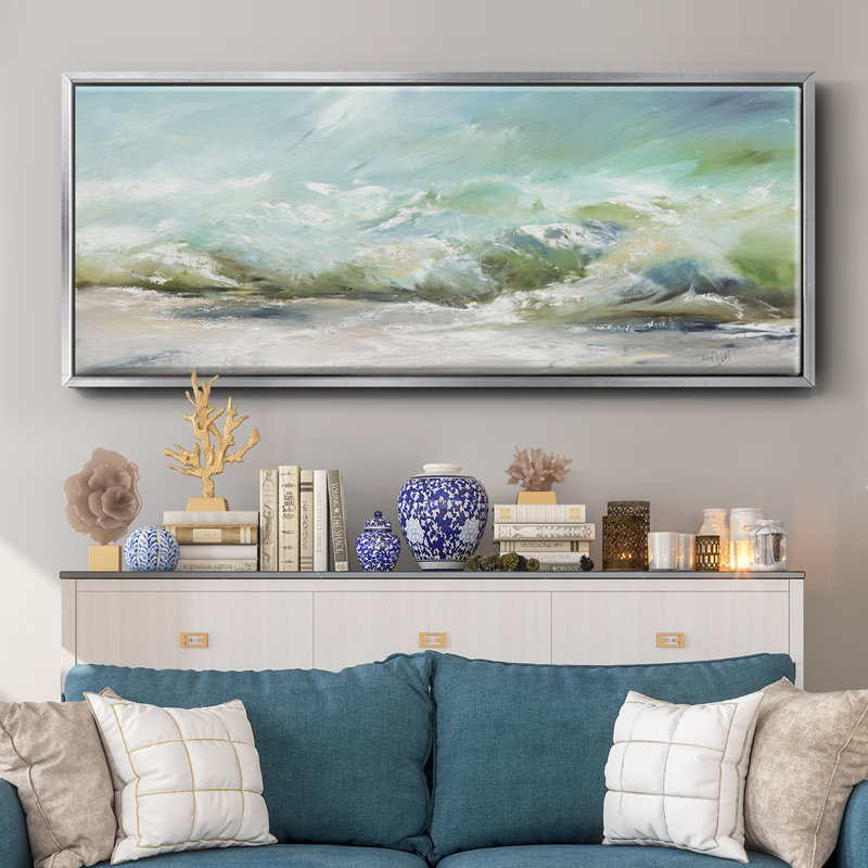 The Wave V1- Framed Canvas, 24" H x 60" W