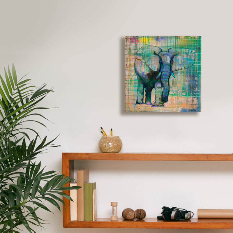 " Elephant In Charge " by Zwart, 12" H x 12" W x 0.75" D