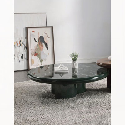 Dessus en marbre, table basse vert foncé
