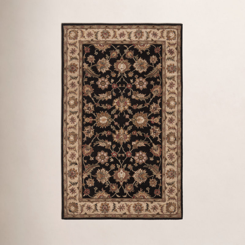 Jaipur Living Mythos Handmade Floral Black/ Beige Area Rug (9'X12'), Rectangle 9' x 12'