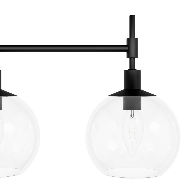 Xidane With Clear Glass 5 Light Linear Chandelier Ceiling Light Fixture, Matte Black
