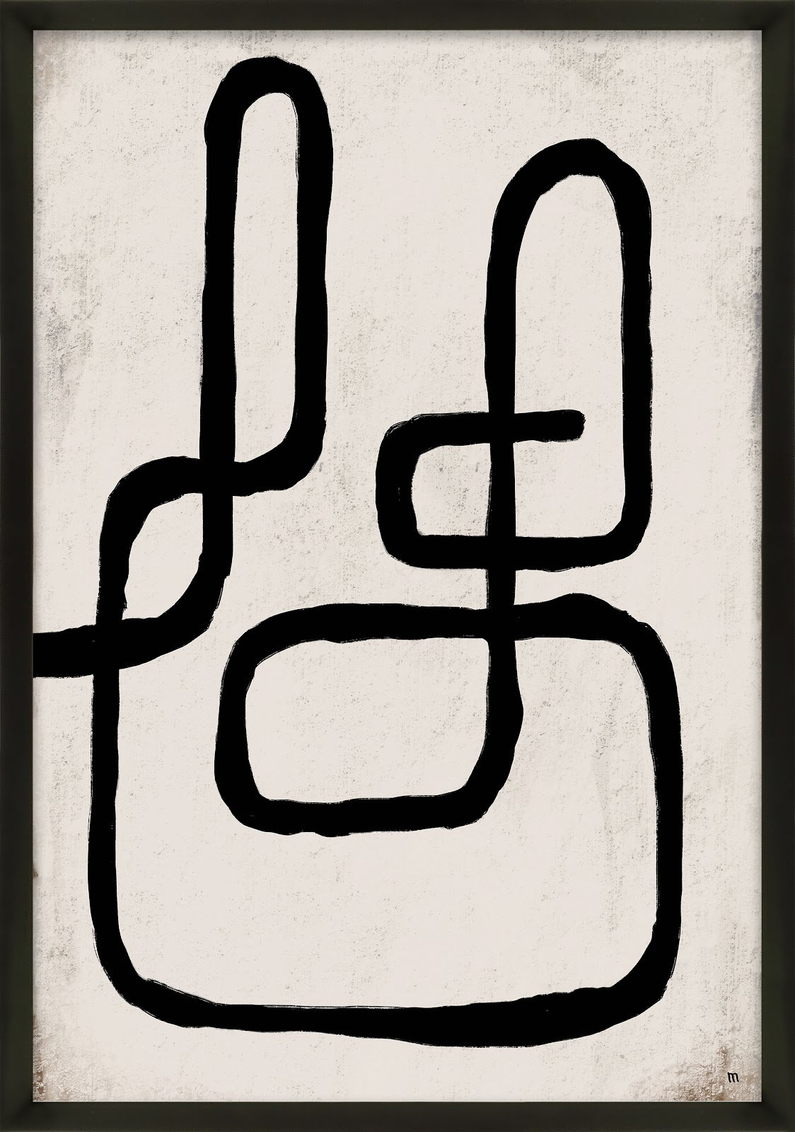 Linework 1 by StudioM, Black Framed Paper, 50" H x 35" W x 1.25" D