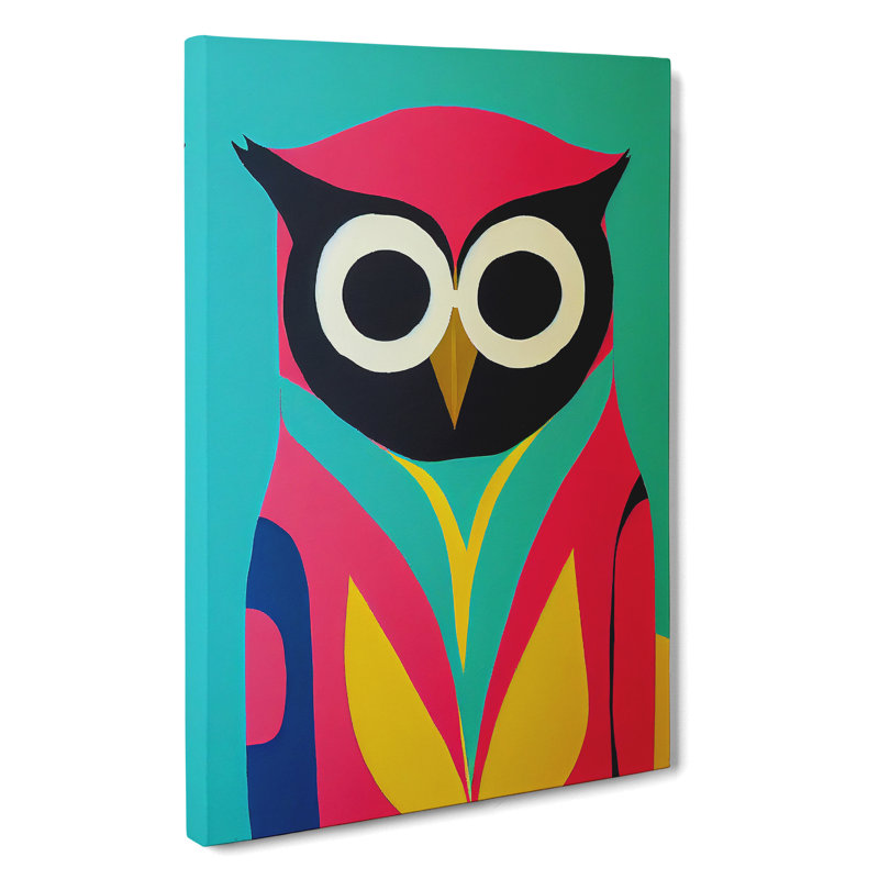 Colourful Abstract Owl No.2 - Wrapped Canvas, 50cm H x 35cm W