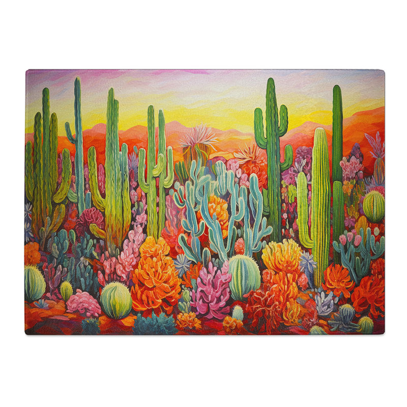 Cactus Orphism  Glass Chopping Board