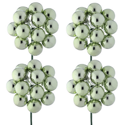 30mm Shatterproof Plastic 12 Bunch Shiney Stem Ball 
